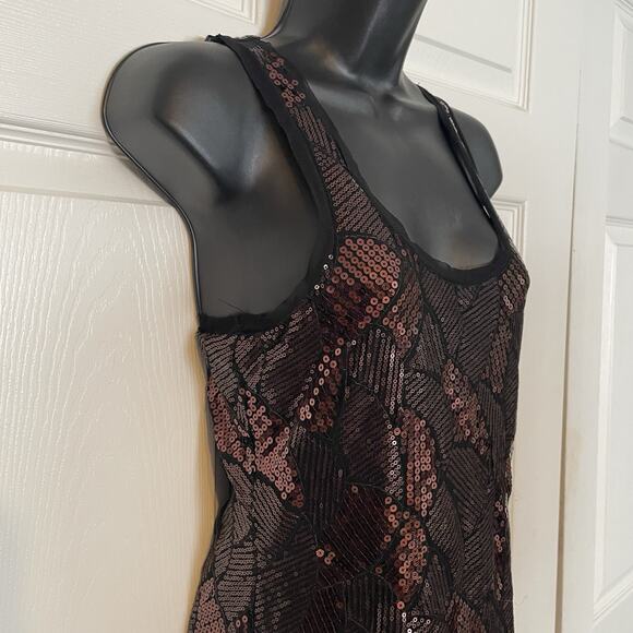 Chelsea Violet Sequin Dress Women Small Brown Sleeveless Racerback Festive Party - Picture 2 of 11